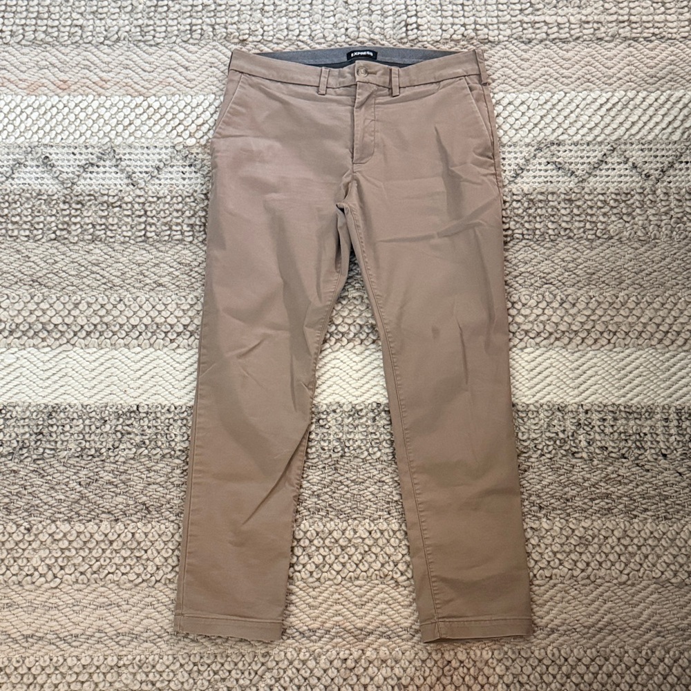 Express Men's Tan / Brown Stretch Chino Pants Trousers Size 31 x 30